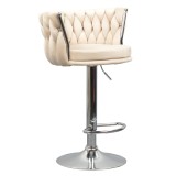 Cumpara ieftin Scaun bar de design catifea bej crom Brin 53x50x80/102 cm