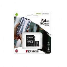 Card Memorie MicroSDXC Kingston Canvas Select Plus Android A1, 64Gb, Clasa 10 / UHS-1 U1, Cu Adaptor SDCS2/64GB