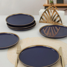Set farfurii pentru desert, Keramika, 275KRM1705, Ceramica, Bleumarin/Auriu