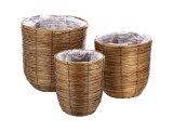 Cumpara ieftin Set 3 ghivece flori lemn maro 27 x 34, 34 x 35, 40 x 41 cm