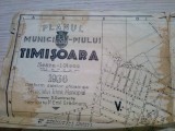 PLANUL MUNICIPIULUI TIMISORA - Sc. 1:14000 - Emil Gradinariu -1936; 62.0x47,5 cm