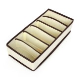 Cutie De Depozitare, Pentru Lenjerie, Sosete Si Sutiene, Material Textil, 6 Compartimente, 32 x 16 x 10 cm, Culoare Bej