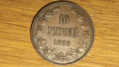 Finlanda ducat sub Imperiul Rus -piesa de istorie- 10 pennia 1899 XF -Nicolae II foto