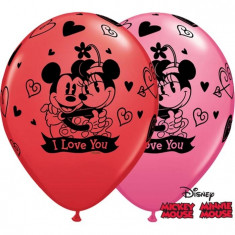 Baloane latex 11&amp;quot;/28cm inscriptionate Mickey &amp;amp; Minnie Mouse, Qualatex 23186, Set 25 buc foto