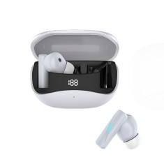 Casti wireless ZYTEQ&reg;️ Bluetooth 5.3, TWS in-ear, ANC, microfon, touch, afisaj digital, 30ms, rezistente la apa, universale, confortabile, albe