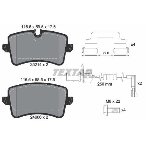 Placute frana Audi A8 D4 (4h2 4h8 4hc 4hl) 11.09-01.18, Spate, TEXTAR