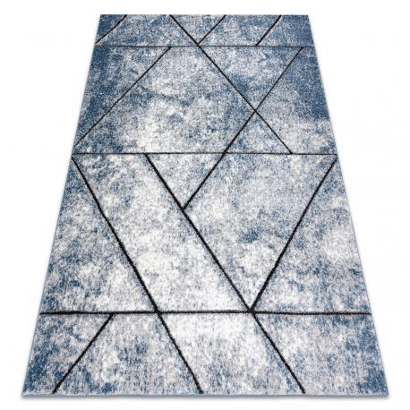 Covor modern COZY 8872 Wall, geometric, triunghiurile - structural două niveluri de l&acirc;nă albastru, 240x330 cm