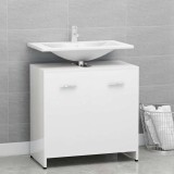 Dulap de baie, alb extralucios, 60x33x61 cm, lemn prelucrat
