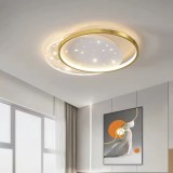Lustra LED cu telecomanda LUNARO 110W, 2 Cercuri, lumina Rece/Calda/Neutra, Dimabila, Auriu Alb ModernLight Concept