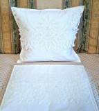 Set 2 Fete de pernuta Vintage, din bumbac cu broderie belgiana cu panglici
