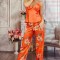 E1083ARR-19 Set 2 piese lenjerie tip pijama din material satinat si print floral