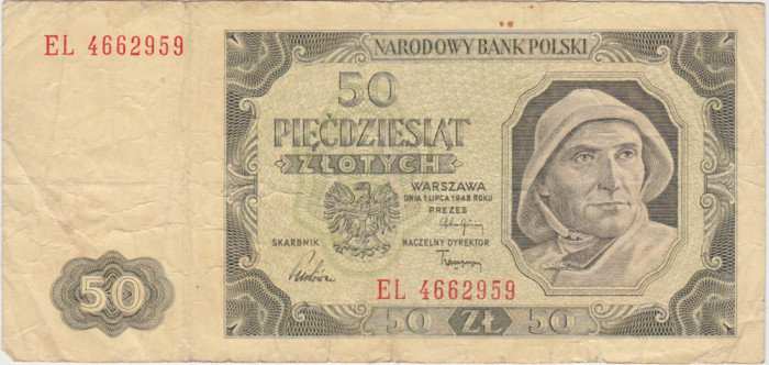 POLONIA 50 ZLOTYCH ZLOTI 1948 F