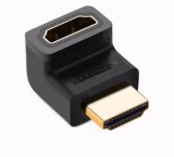 ADAPTOR video Ugreen, &quot;HD112&quot; cupla extender HDMI (T) la HDMI (M), 90 grade sus, rezolutie maxima 4K UHD (3840 x 2160) la 60 Hz, conectori auriti,negr