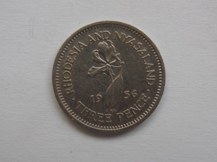 3 PENCE 1956 RHODESIA AND NYASALAND