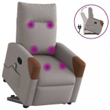 VidaXL Fotoliu rabatabil de masaj cu ridicare, gri taupe, textil