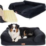 Pat ergonomic pentru caini si pisici Purlov M, 80x65x19 cm, negru