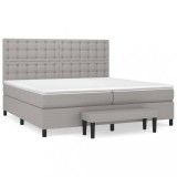 Cumpara ieftin Pat box spring cu saltea, gri deschis, 200x200 cm, textil