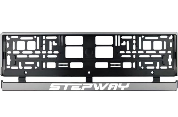 Set 2 bucati, suport numar inmatriculare argintiu Dacia Stepway