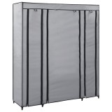 Cumpara ieftin Sifonier cu bare si compartimente, gri, 150x45x176 cm, textil