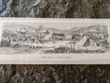 Gravura, Sat Tiganesc in Valahia, desen Lancelot, cca 1860, caserat, 16x6 cm