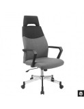 Scaun directorial HM Olaf, Ergonomic, Cadru de Otel, Stofa, Inaltime ajustabila, Mecanism balansare, Cu tetiera, 120 kg, 121x58x59 cm, Gri