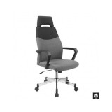 Scaun directorial HM Olaf, Ergonomic, Cadru de Otel, Stofa, Inaltime ajustabila, Mecanism balansare, Cu tetiera, 120 kg, 121x58x59 cm, Gri