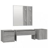 Cumpara ieftin Set de mobilier pentru hol, gri sonoma, lemn prelucrat