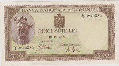 2382 Bancnota 500 lei 1941 2 IV aprilie filigran orizontal foto