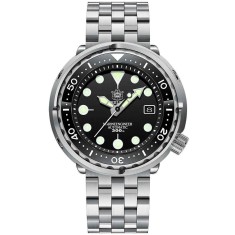 Ceas automatic de scufundari STEELDIVE SD1970, 44 mm, mecanism NH35, cristal safir, bezel ceramic verde, 20 ATM, sport diving