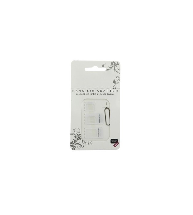 4 in 1 adaptoare SIM Micro-SIM Nano-SIM si cheie cu pin-Culoare Alb
