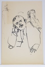 CONSTANTIN BACIU ( 1930 - 2005 ) , BARBAT PE GANDURI , DESEN