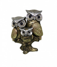 Decoratiune 3 Bufnite Regale, Gold Owls foto