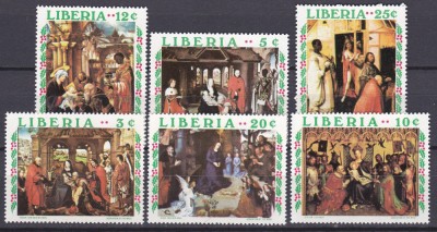 DB1 Pictura Liberia 1970 Adoratia Magilor 6 v. MNH foto