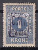 ROMANIA 1919 OCUPATIA ROMANA IN POCUTIA TIMBRE AUSTRIECE PORTO SUPRATIPAR CMT VIOLET 1,20H/1Kr GUMA ORIGINALA SARNIERA