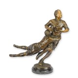 Jucatori de rugby-statueta bronz cu soclu marmura TBD-68
