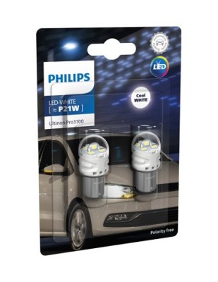 Set 2 becuri led auto Alb P21W Philips Ultinon Pro3100 SL semnalizare foto