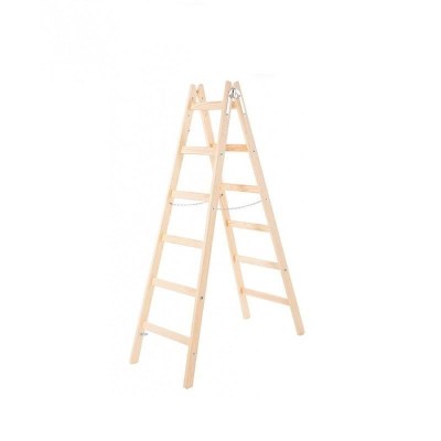 Scara lemn, 2 tronsoane, 6 trepte, carling pentru galeata, max 150 kg, 1.92 m, Strend Pro foto