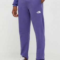 The North Face pantaloni de trening din bumbac culoarea violet, neted