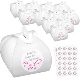 Set de 48 de cutii cu autocolante Censen, carton, alb/roz, 6 x 6 x 5,5 cm