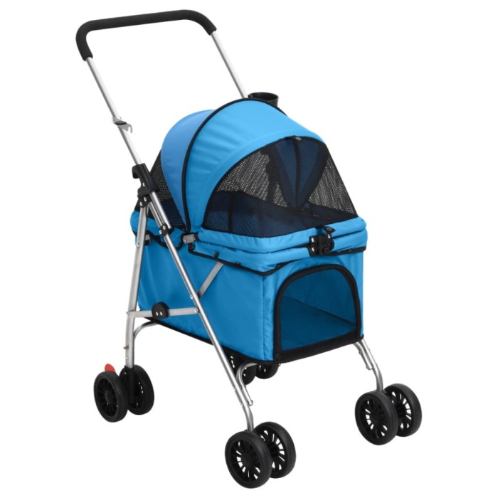 Carucior pliabil de caini albastru 76x50x100 cm tesatura Oxford