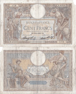 1933 (22 VI), 100 francs (P-78c.2) - Franța foto