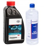 Pachet 2 litri antigel Toyota Long Life G12 concentrat rosu si apa distilata