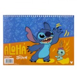 Bloc Desen Disney Stitch, Spirala, 30 File, A4, Coperta Moale, Multicolor