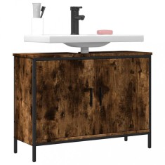 vidaXL Dulap chiuvetă baie, stejar fumuriu, 80x30x60 cm lemn prelucrat 842453