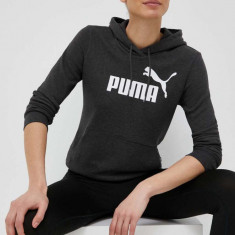 Puma bluză femei, culoarea gri, cu glugă, imprimeu 586791