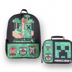 SET: Ghiozdan Minecraft Creeper 40 cm si lunchbag + CADOU !!