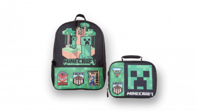 SET: Ghiozdan Minecraft Creeper 40 cm si lunchbag + CADOU !! foto