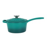 Oala Eleganta din Fonta Emailata Turcoaz 19 cm, 1,9L cu Capac Handy KitchenServ