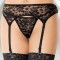 Portjartier Si Chilotei String Din Dantela, Negru, M/L