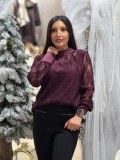 Bluza dama bordo din dantela, 38, 40, 42, 46, 48